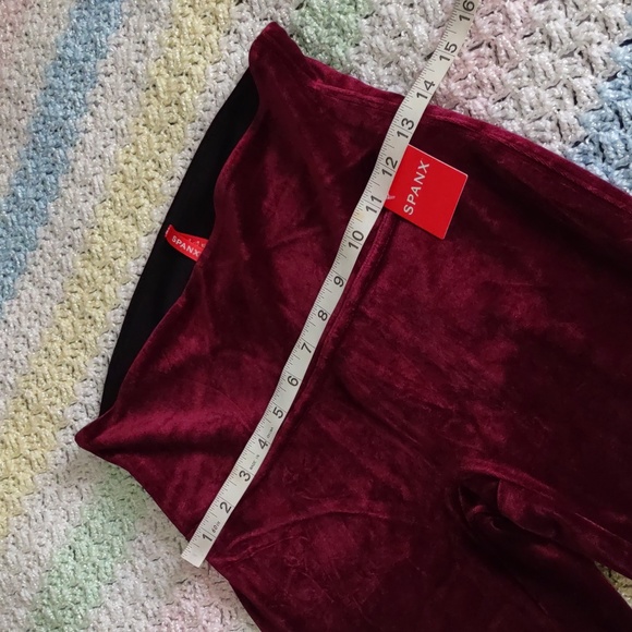 NWT Spanx Large Rich Burgundy Velvet Leggings - Picture 9 of 16